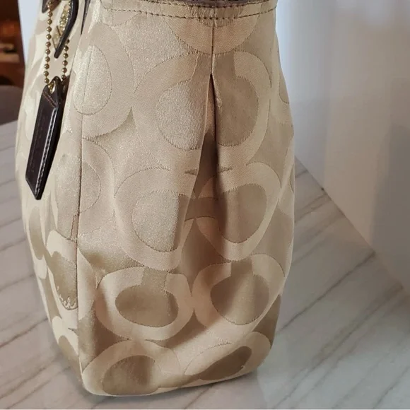 Coach Mia Op Art Beige Gold Shoulder Bag 15758 - Picture 8 of 16